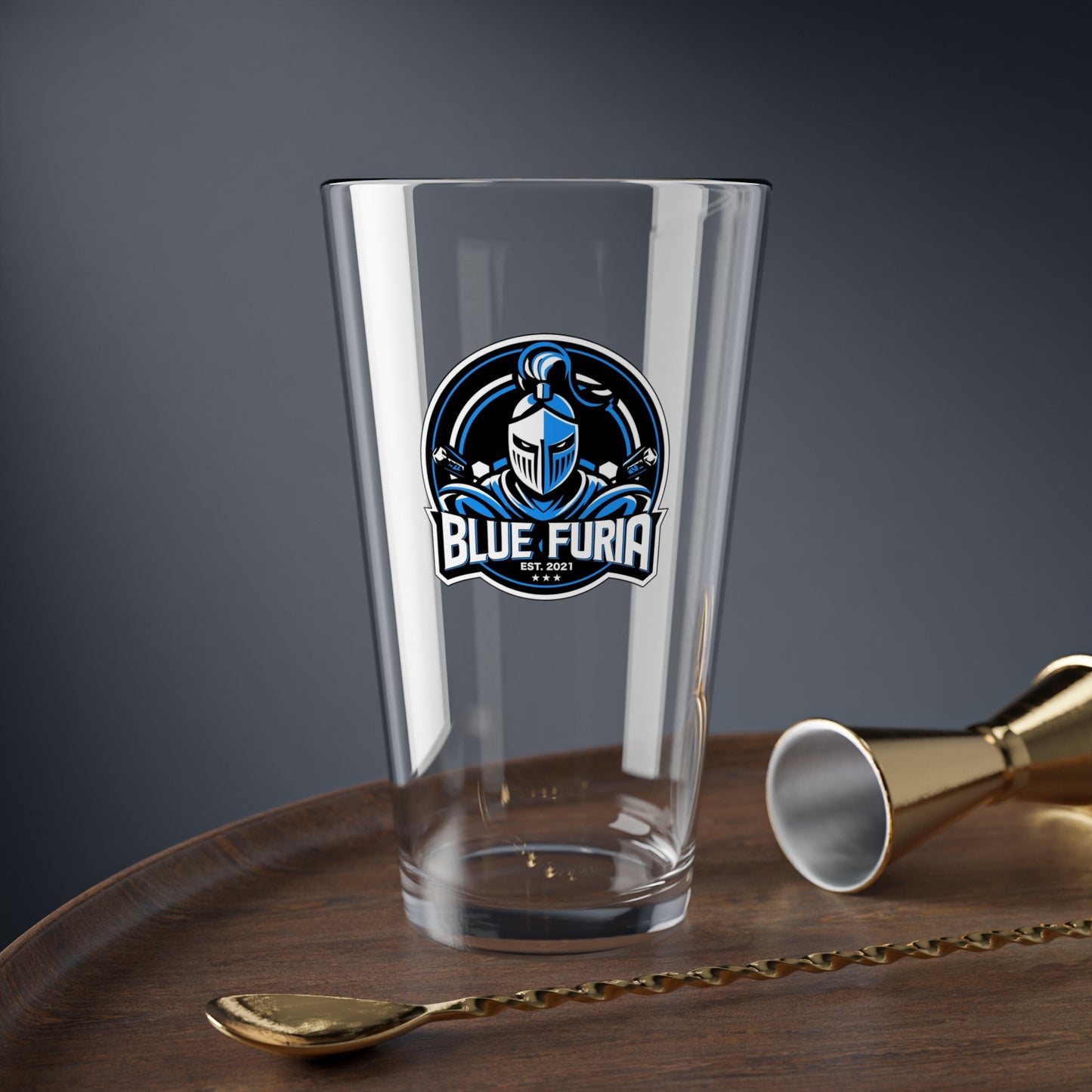 Blue Furia Pint Glass, 16oz